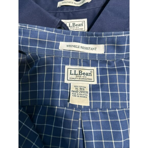 LL Bean Shirt Men's Wrinkle Resist Button Up XL REG Blue Short Sleeve Bundle 2 - Picture 4 of 6